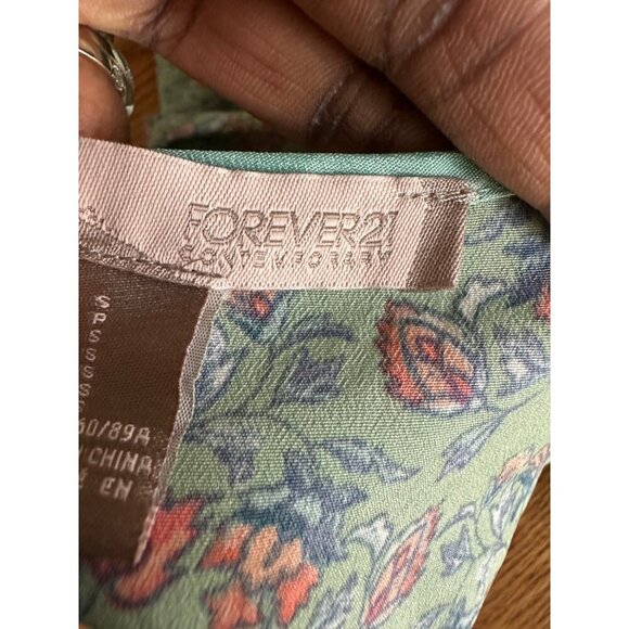 Forever 21 Floral Sleeveless Mint Green Dress With Buttons & Pockets Knee-Length - Picture 7 of 15